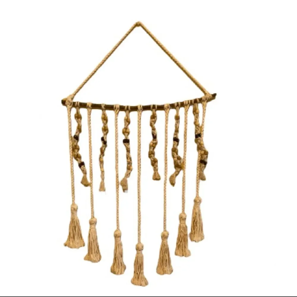 BOHEMIAN Macrame WALL ART Wall Hanging Decor with Tassels and Beads 35 x 17 in